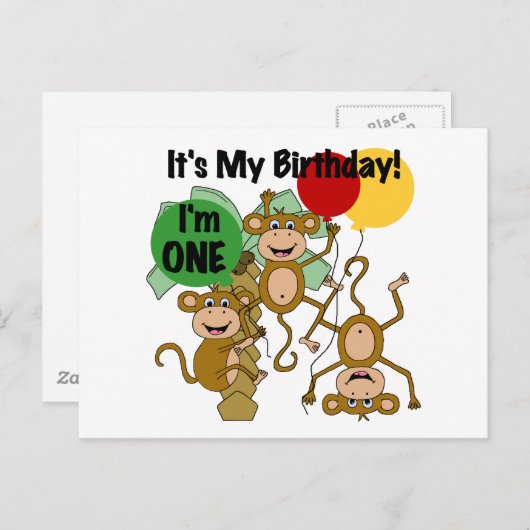Monkey Shine 1e Verjaardag Tshirts en geschenken Briefkaart (Voorkant / Achterkant)