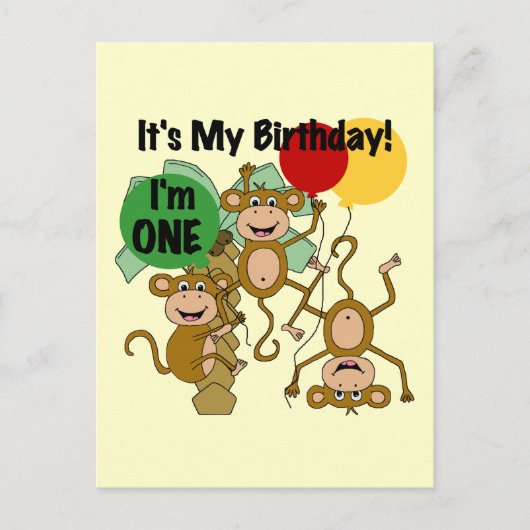 Monkey Shine 1e Verjaardag Tshirts en geschenken Briefkaart (Voorkant)