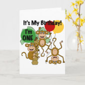 Monkey Shine 1e Verjaardag Tshirts en geschenken Kaart (Gele Bloem)