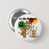 Monkey Shine 1e Verjaardag Tshirts en geschenken Ronde Button 5,7 Cm (Voorkant /achterkant)
