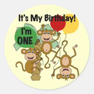Monkey Shine 1e Verjaardag Tshirts en geschenken Ronde Sticker
