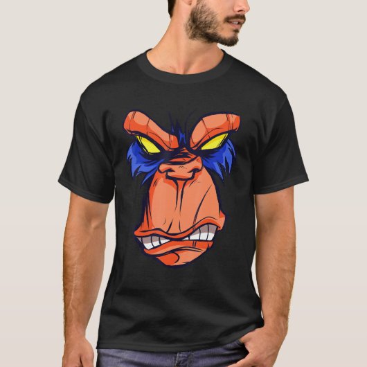 Monkey Shows Teeth Eye Evil Gorilla T-shirt (Voorkant)