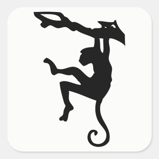 Monkey Silhouette Vierkante Sticker (Voorkant)