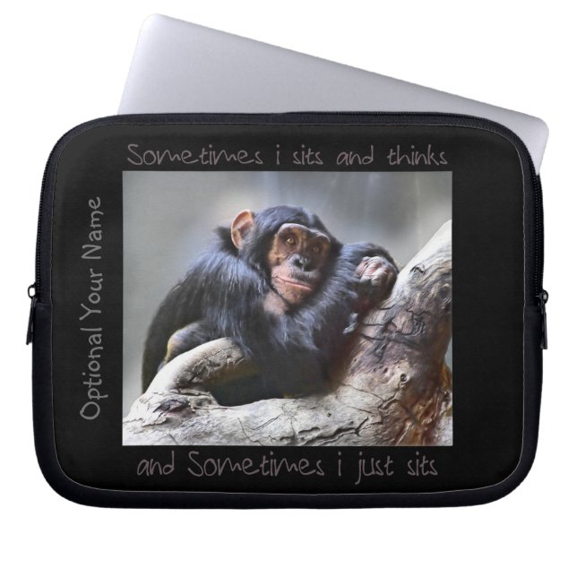 Monkey Sits Laptop Sleeve (Voorkant)