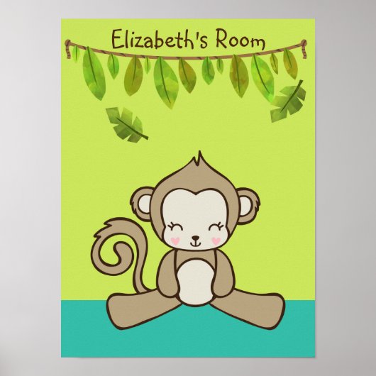 Monkey Sitting Down Cute & Kawaii Poster (Voorkant)