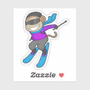 Monkey Skier Ski Sticker