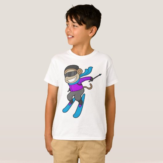 Monkey Skier Ski T-shirt (Voorkant volledig)