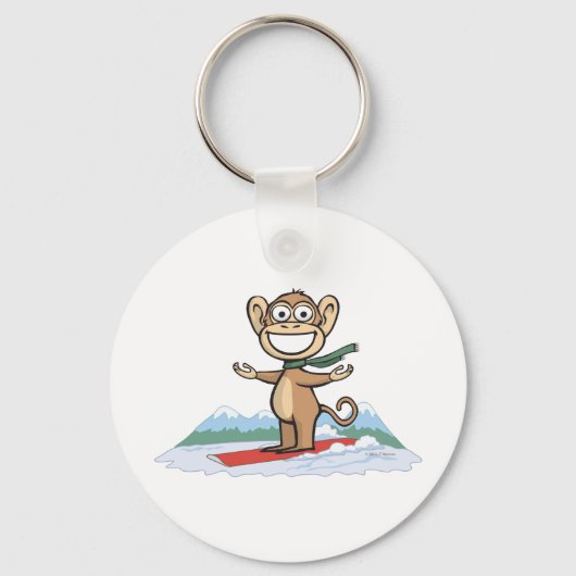 Monkey Snowboarder Sleutelhanger (Voorkant)
