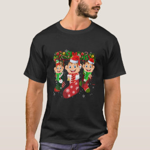 Monkey Socks met Kerstmis Funny Family Pajamas Chr T-shirt