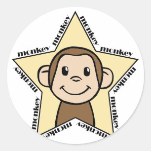Monkey Star Ronde Sticker