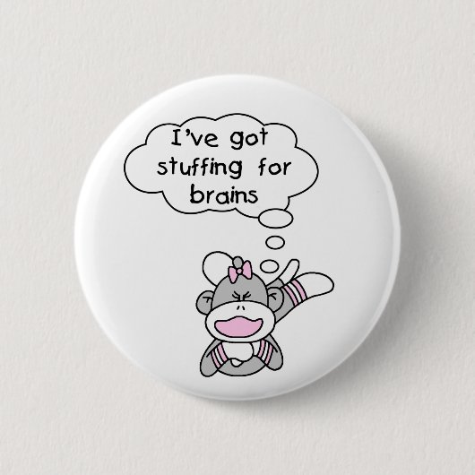 Monkey Stuffing for Brains Ronde Button 5,7 Cm (Voorkant)