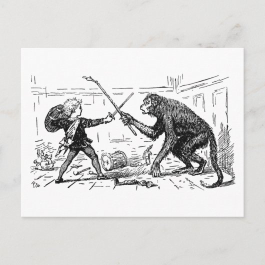"Monkey Sword Fight" Briefkaart (Voorkant)