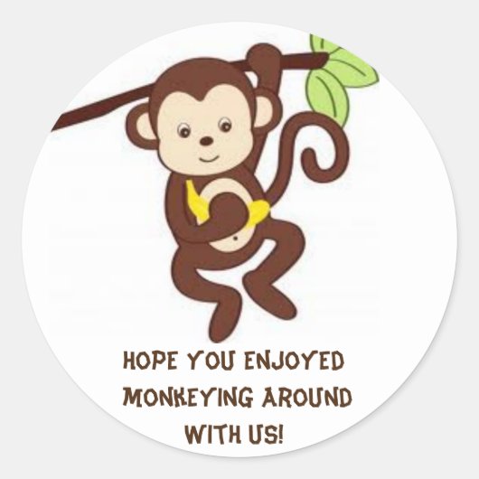 Monkey thema party sticker (Voorkant)