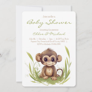 Monkey Theme Baby shower Invitation Kaart
