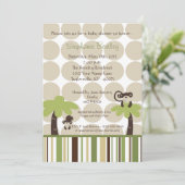 Monkey Time Mod Monkey 5x7 Baby shower Invitation (Debout devant)