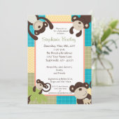 Monkey Time Mod Monkey 5x7 Baby shower Invitation (Debout devant)