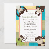 Monkey Time Mod Monkey 5x7 Baby shower Invitation (Devant / Derrière)
