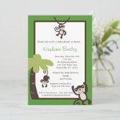 Monkey Time Mod Monkey 5x7 Baby shower Invitation (Debout devant)
