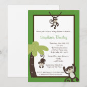 Monkey Time Mod Monkey 5x7 Baby shower Invitation (Devant / Derrière)