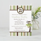 Monkey Time Mod Monkey 5x7 Baby shower Invitation (Debout devant)