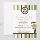 Monkey Time Mod Monkey 5x7 Baby shower Invitation (Devant / Derrière)