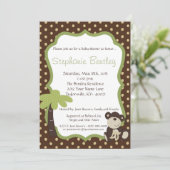 Monkey Time Mod Monkey 5x7 Baby shower Invitation (Debout devant)