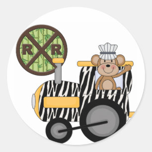 Monkey Train Engineer T-shirts en cadeautjes Ronde Sticker
