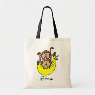 Monkey Twin Boy and Girl Tshirts en Gifts Tote Bag