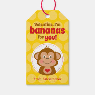 Monkey Valentijn Gift Label voor kinderen Cadeaulabel