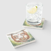 Monkey Valentines Stenen Onderzetter (Zijkant)