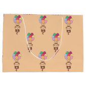 Monkey vliegt omhoog met kleurrijke ballonnen Kaar Groot Cadeauzakje (Achterkant)