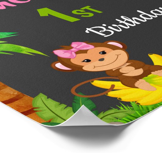 Monkey welkomstfeest poster Meisjespartij oerwoud (Hoek)