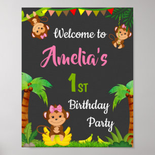 Monkey welkomstfeest poster Meisjespartij oerwoud