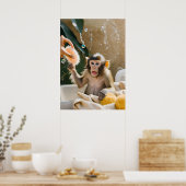Monkey Whimsical Art Poster Cadeau pour elle (Cuisine)