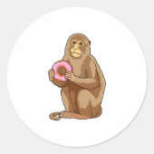 Monkey with Donut Ronde Sticker (Voorkant)