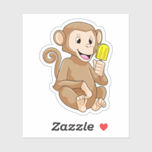 Monkey with Popsicle Sticker