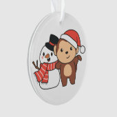 Monkey With Snowman In Winter For Christmas (devant)