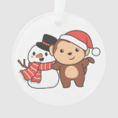 Monkey With Snowman In Winter For Christmas (devant)