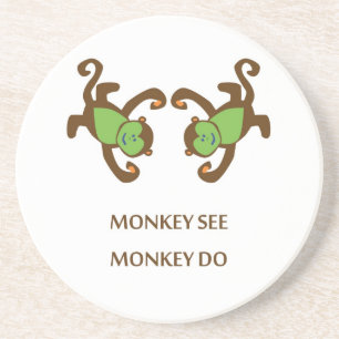 Monkey ziet Monkey Do Zandsteen Onderzetter