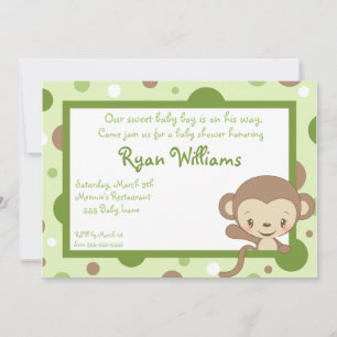 Monkey Zoo Baby shower Invitation-Boy Kaart