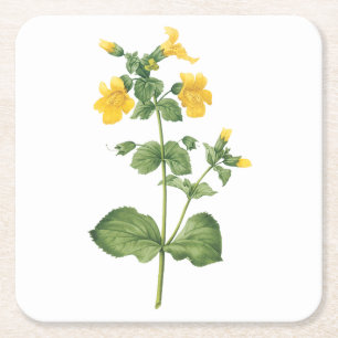 monkeyflower (Mimulus sp.) door Redouté Vierkante Kartonnen Onderzetter
