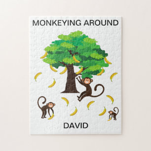 "Monkeying Around" puzzel voor kinderen met naam.
