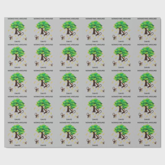 "Monkeying Around" verpakkingspapier voor kinderen Cadeaupapier (Vlak)
