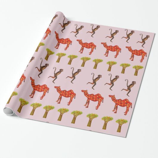Monkeys Camels Schattige inpakpapier Kinder (Uitgerold)