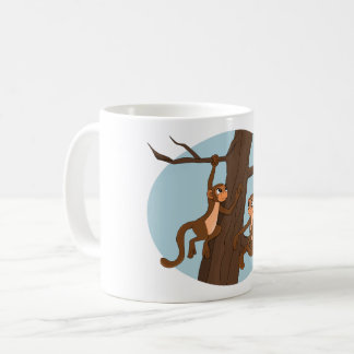 Monkeys climbing the tree cartoon coffee mug koffiemok