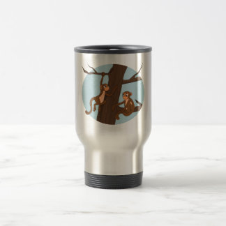 Monkeys climbing the tree cartoon travel mug reisbeker