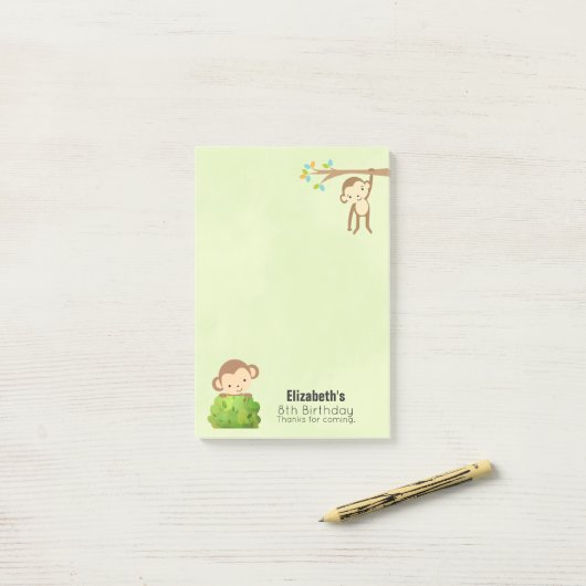 Monkeys Speelse en schattige verjaardag Bedankt Post-it® Notes (Op bureau)