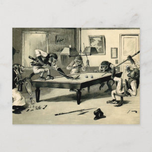  Monkeys Spelen Pool Briefkaart