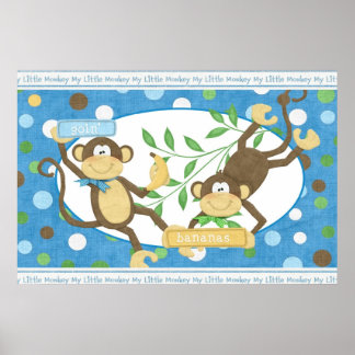 Monkeys Wall Mural Poster Baby Nursery Kinder Room