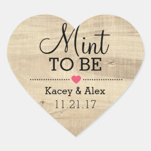 Monnaie À Être Stickers Wood Coeur Mariage Faveurs
